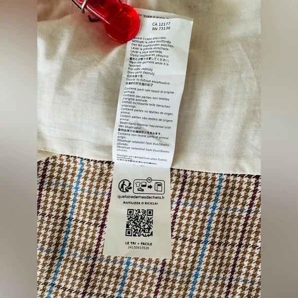 Weekend Max Mara Houndstooth Print Cotton and Linen Blend Blazer Size 16 - Picture 11 of 11